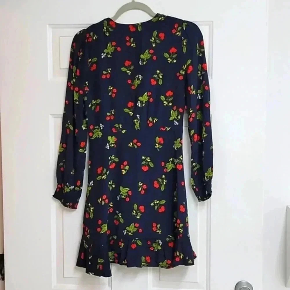 LONG SLEEVE BUTTON FRONT RUFFLE DRESS - Picture 7 of 15